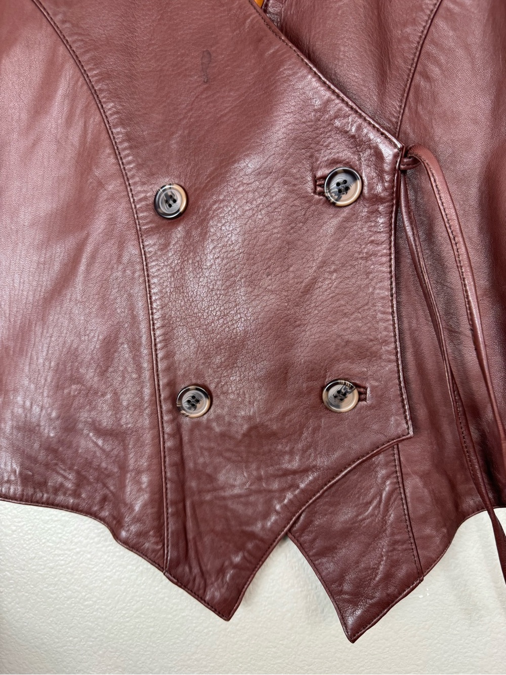 VTG Habitat Western Button Front Buttery Leather Vest Brown G - Picture 4 of 15